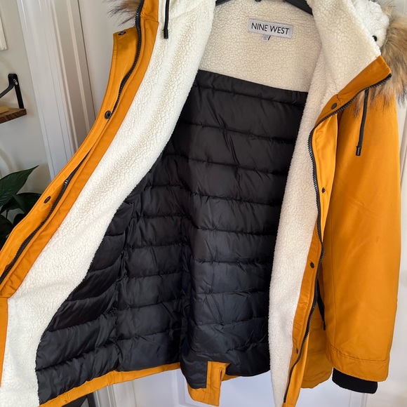 NWT NEVER WORN Incredible luxe Nine West mustard yellow winter coat XXL - Picture 2 of 11